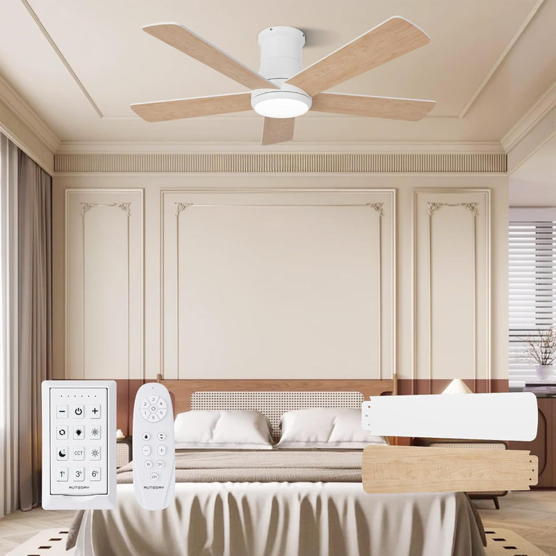 Ventilateur de plafond à profil bas avec lumière, 256 tr / min, Noir, 42 po de largeur