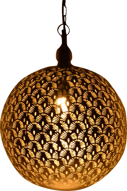 Duwayne - Light Nickel Sphere Pendant, 29cm H x 20cm W x 20cm D