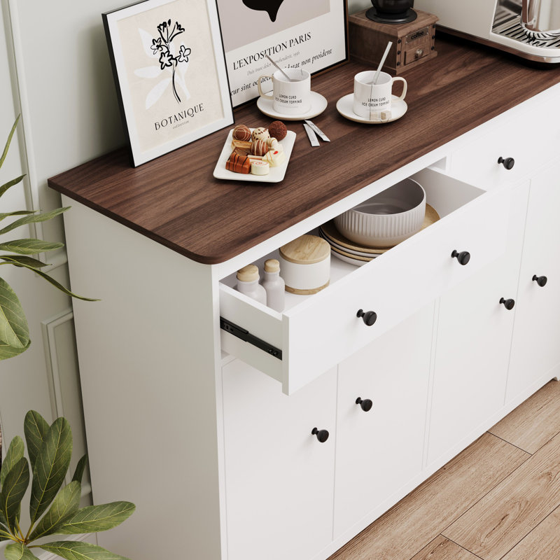 Buffet moderne en bois avec armoires de rangement et tiroirs de 47,2 po Canull