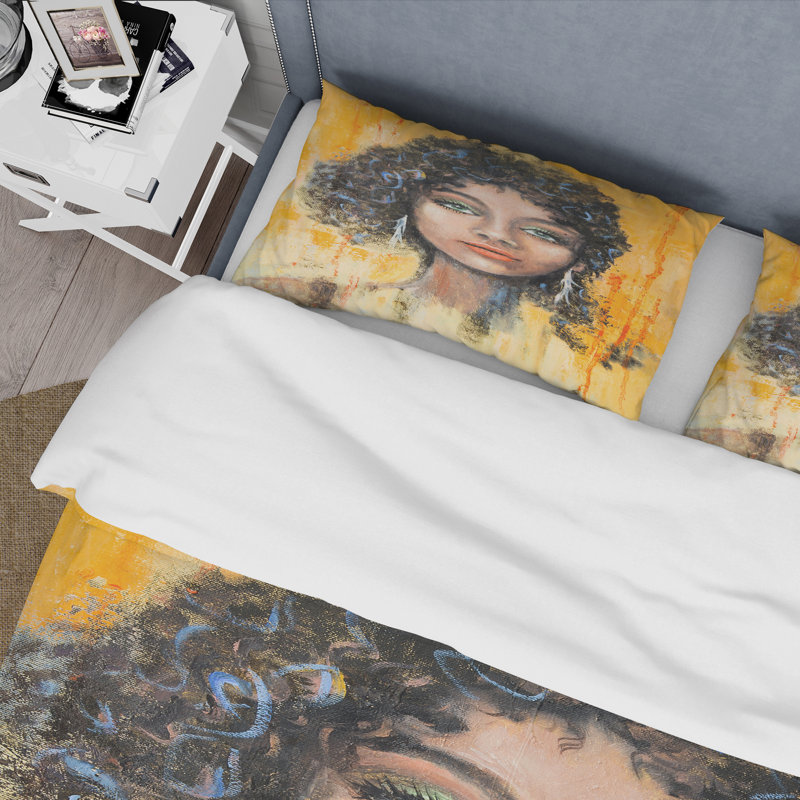 Ensemble de housse de couette en microfibre orange / jaune / noir, Housse de couette simple + 1 taie décorative stan