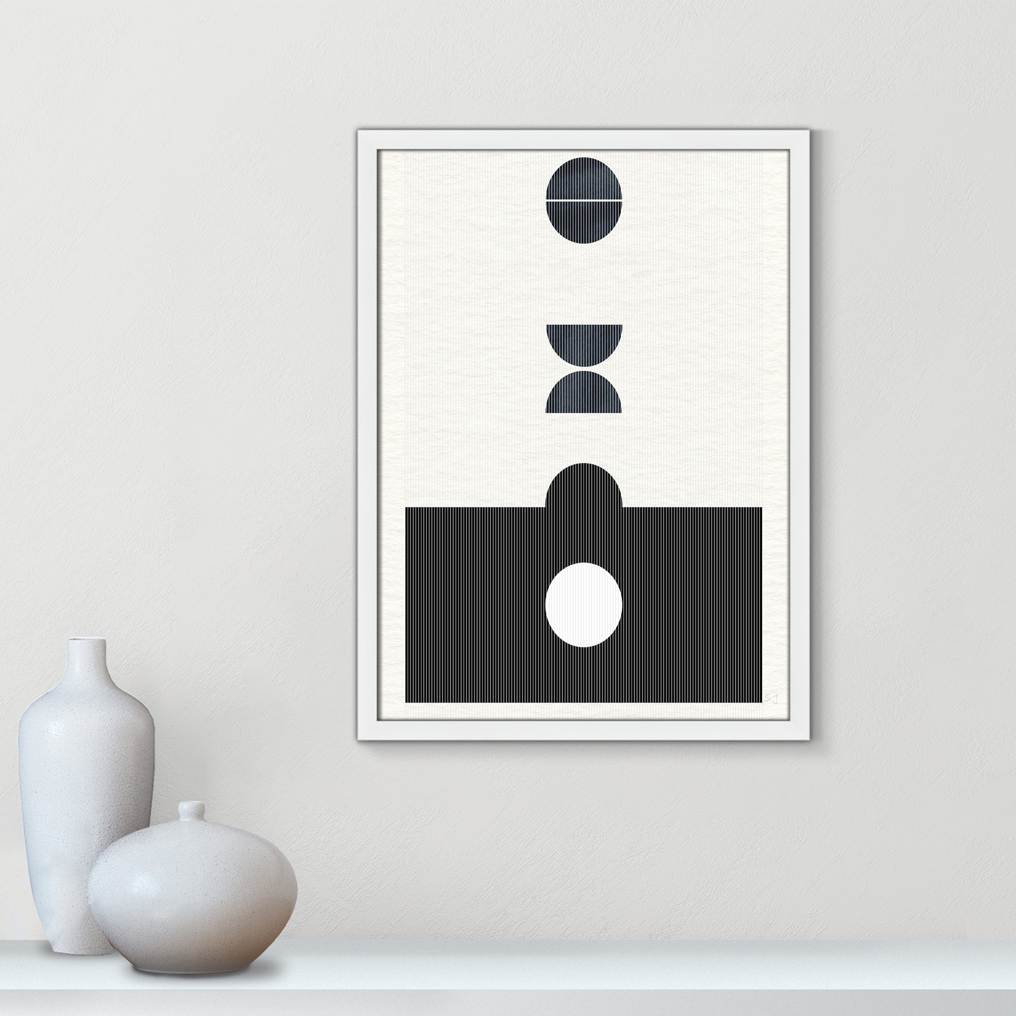 Eclipse I by Susan Jill, Satin White Framed, 23" H x 17" W x 0.75" D