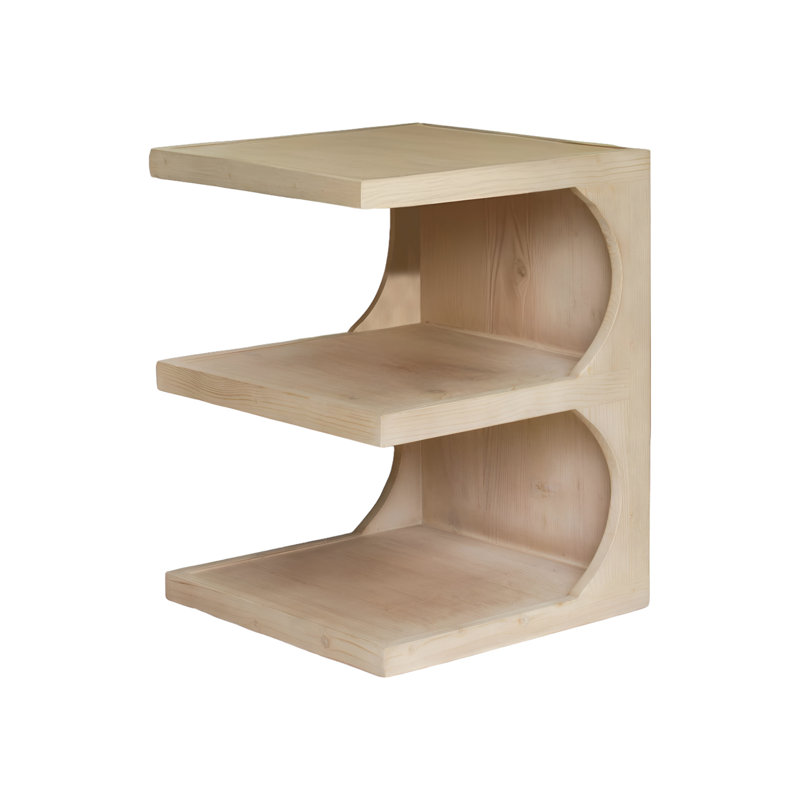 Table de bout 24 po en bois massif naturel avec deux tablettes