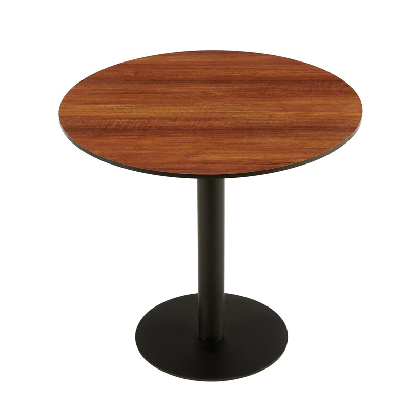 Compact 5-Piece Dining Table Set, Round Table With 4 Plastic Dining Chair, Gray, Cherry/Black