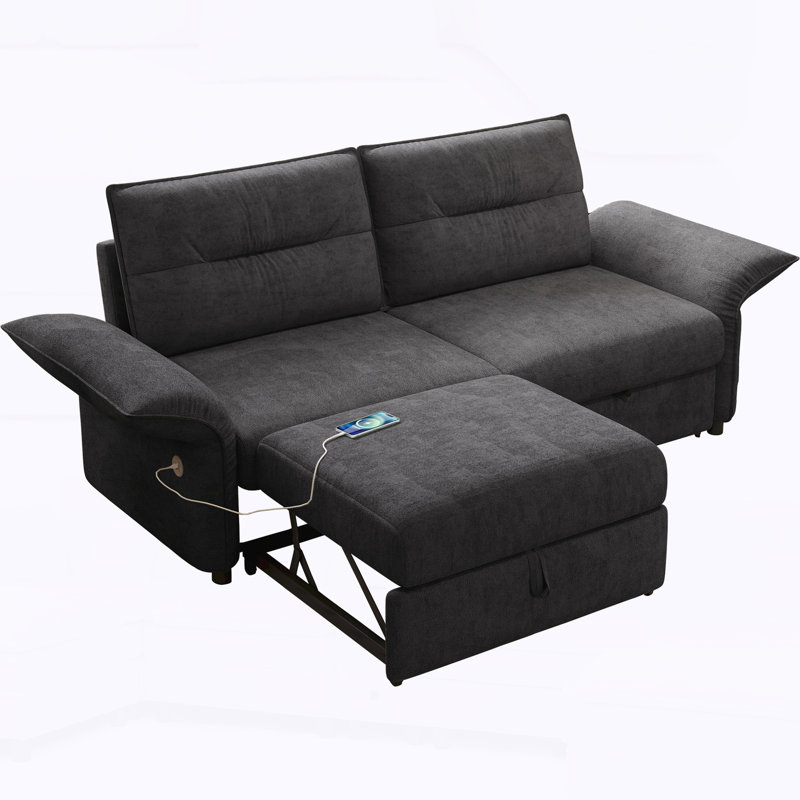 Canapé en tissu Mid-Century, Tissu gris