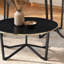 Ensemble de table basse ronde et tables de bout 3 pièces, ensemble de salon moderne avec cadre en verre trempé noir