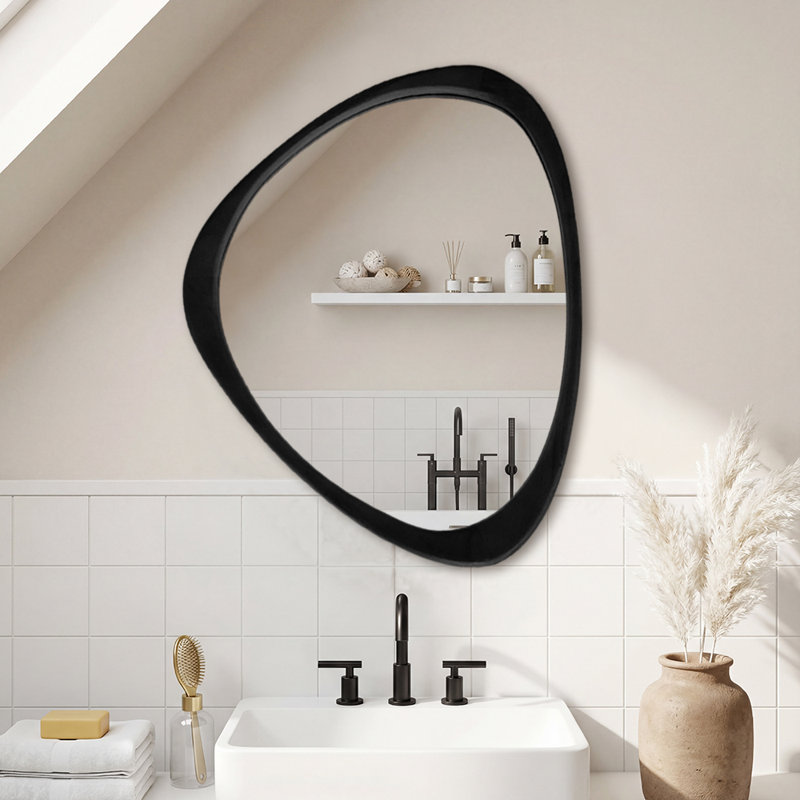 Miroir d'appoint mural Asymmetric, Noir, noir, noir, noir, 24 po x 19 po