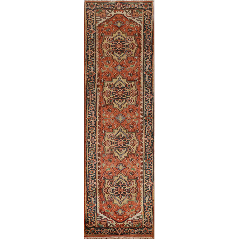 Tapis de couloir oriental orange traditionnel 3 x 10