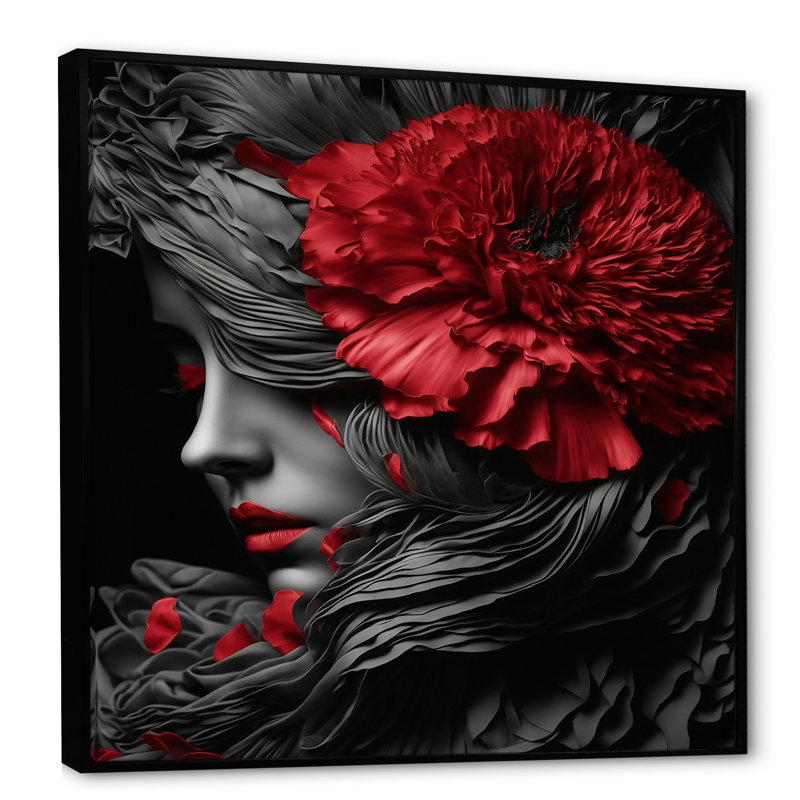 " Vintage Grace I " Mixed Media Print, 36" H x 36" W x 1.5" D, Black Floater Frame