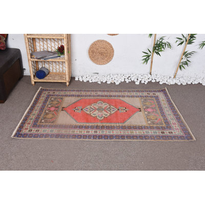 Kitchen Rug, Red  3.5x5.5 ft Accent Rug, Vintage Rugs, Oriental Rug, Turkish Rugs