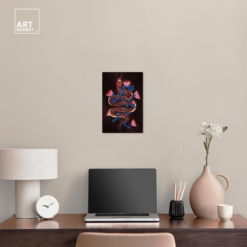 Snake Entangled in Flowers 15" x 10" Canvas Art Print