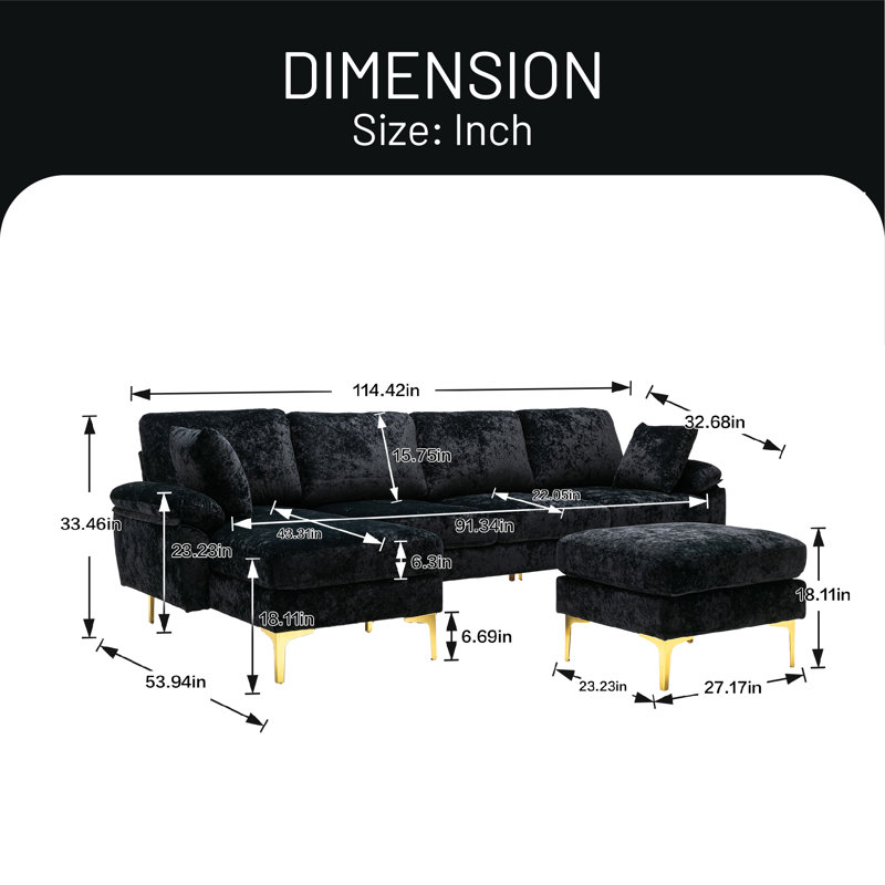 Canapé modulaire Aurlie, 100 % polyester noir