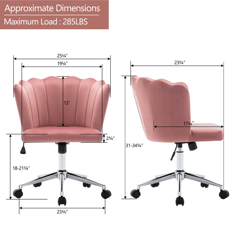 Chaise de travail Kalani, Argent argent, Rose