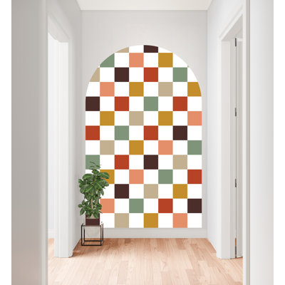 Adhésif décoratif tête de lit à carreaux en damier