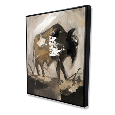 Abstrait Buffalo - Bureau de vache, art sur toile encadré pour la décoration intérieure