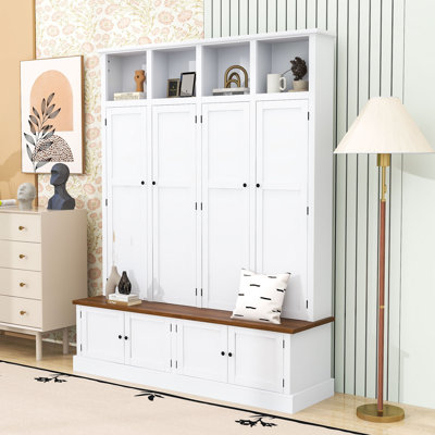 Hall Tree with Bench, Hooks and Cabinet