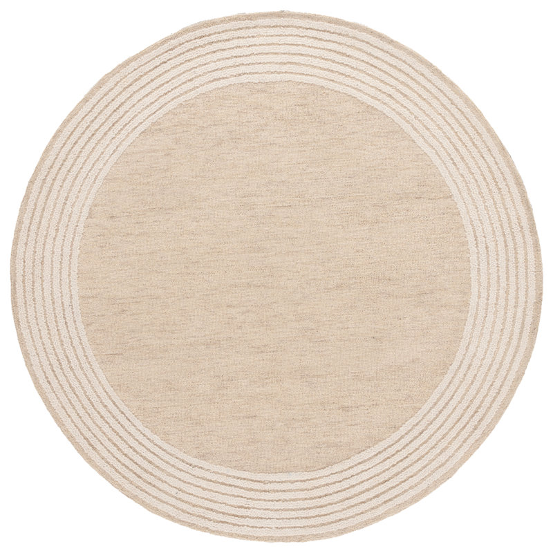 Seb Ebony Hand Tufted Wool And Cotton Bordered Rug, Round 6'