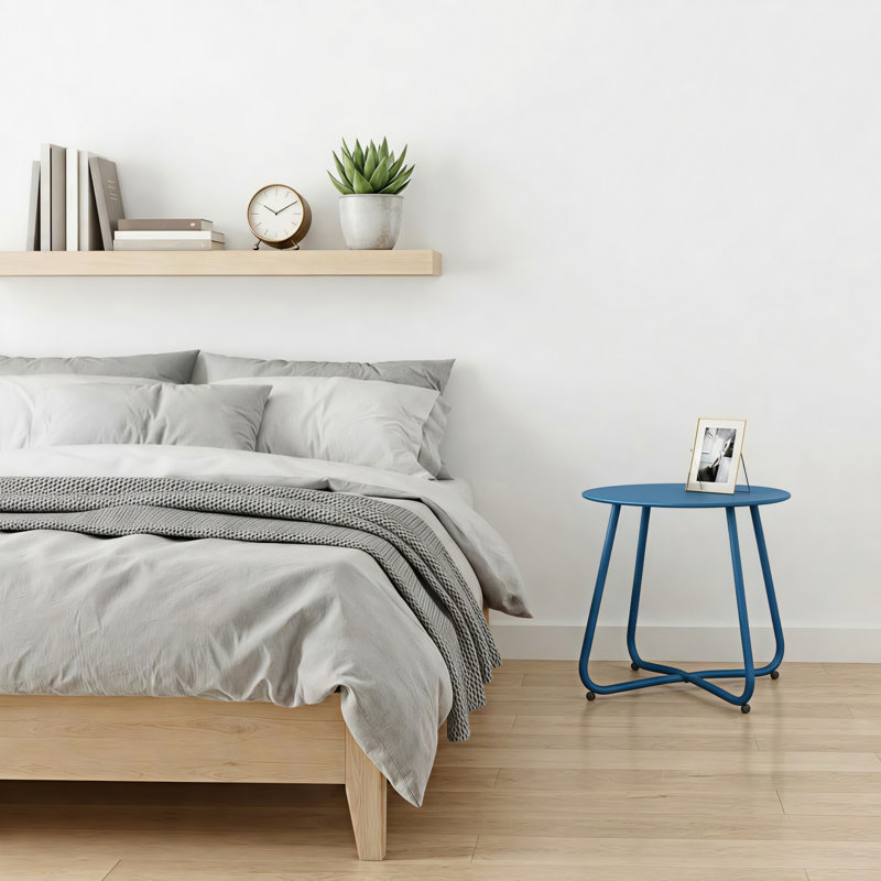 Table d'appoint extérieure en acier, Blue