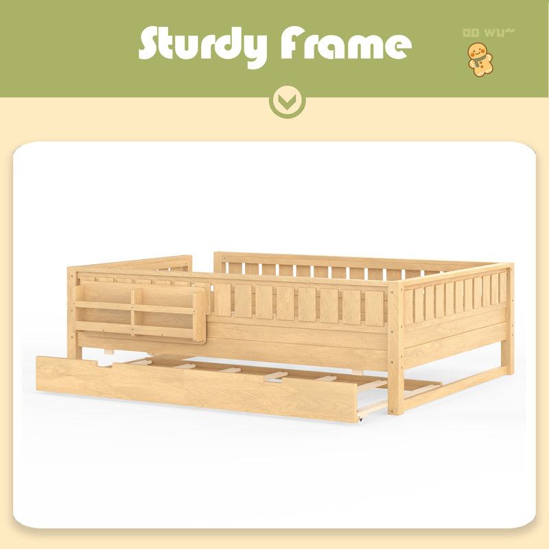 Grand avec bibliothèque intégrée et petit escalier, rails de sécurité de haute qualité et lit gigogne, Clair naturel