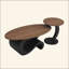 Ensemble de 2 tables basses gigognes, orales et rondes, table industrielle pour le salon, grand 47,24 po, petit 19,69 po-1119318452
