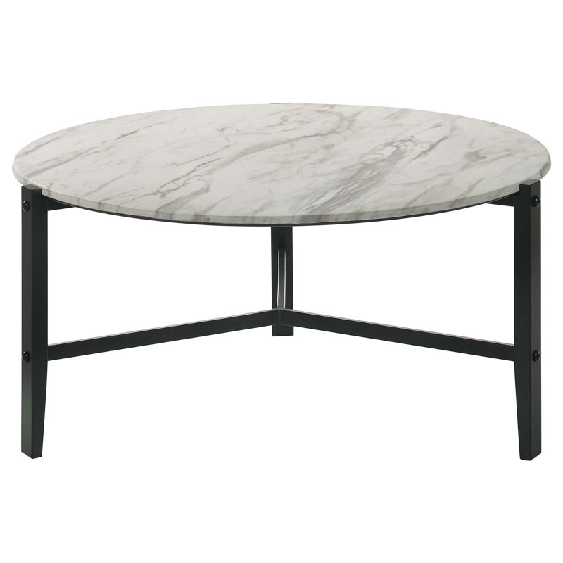 Table basse ronde en faux marbre