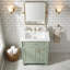 Meuble-lavabo autoportant vert 24 po avec lavabo en céramique, tiroir escamotable et 3 tiroirs, fabriqué en bois massif et en panneau de fibres à densité moyenne-391676016