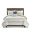 Édredon double / grand - Coussin géométrique bleu et taupe 2 taies d'oreiller