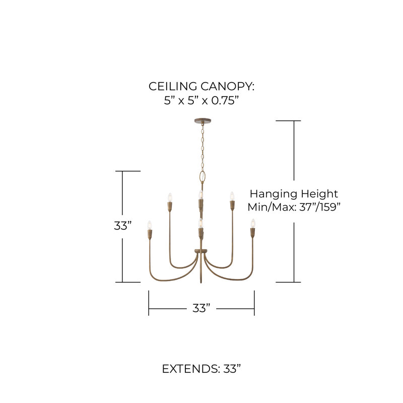 33" W x 32" H 8-Light Chandelier in Mystic Bronze