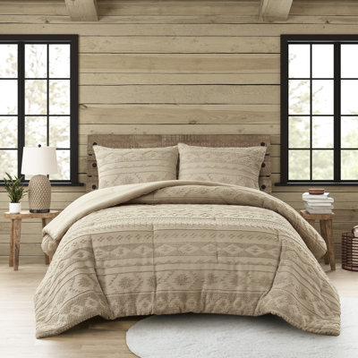 Ensemble d'édredon 3 pièces en chenille brun clair / grand, brun clair, trop rembourré, lavable à la machine et très confortable, brun clair, rembourré, surdimensionné, taies décoratives