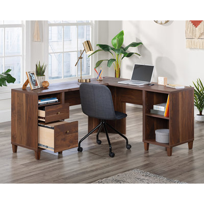 L-Shaped Home Office Desk in Grand Walnut