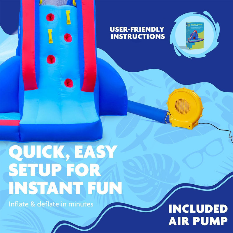 Deluxe 12.46' x 17.05' Inflatable Water Slide with Air Blower