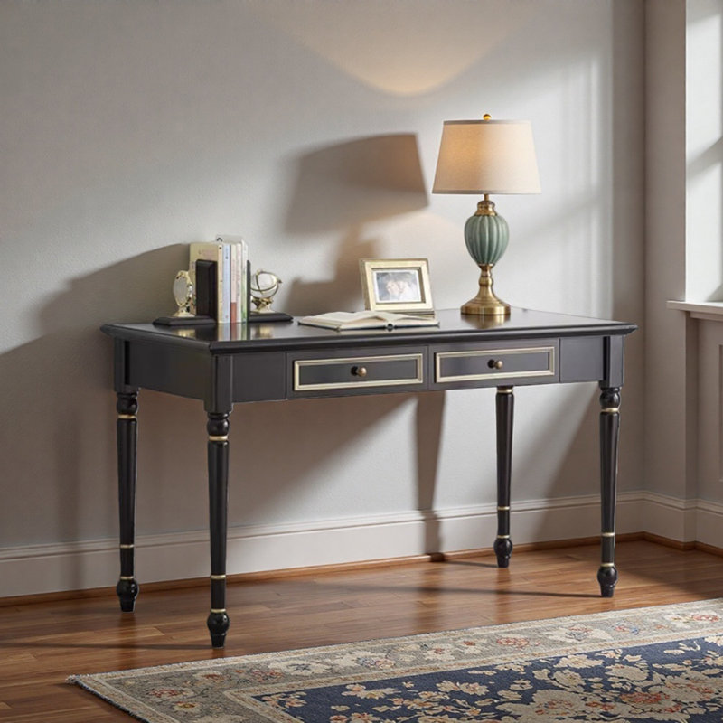 Bureau simple noir de style américain, H 29,92 po x l 55,11 po x P 23,62 po