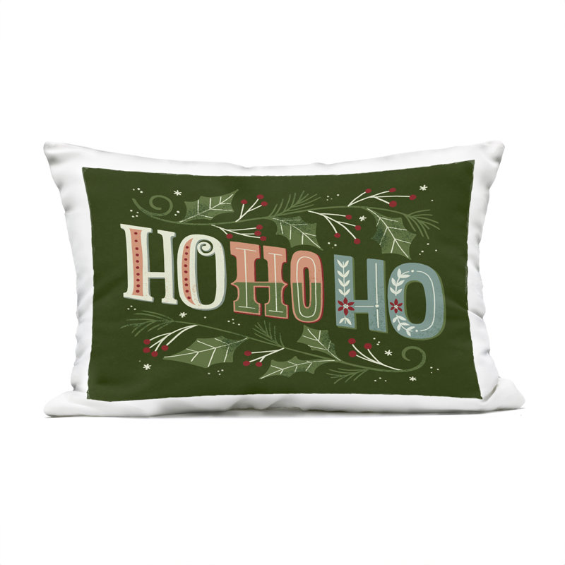 Coussin d'extérieur Ho Ho Ho Winter Holly Leaves