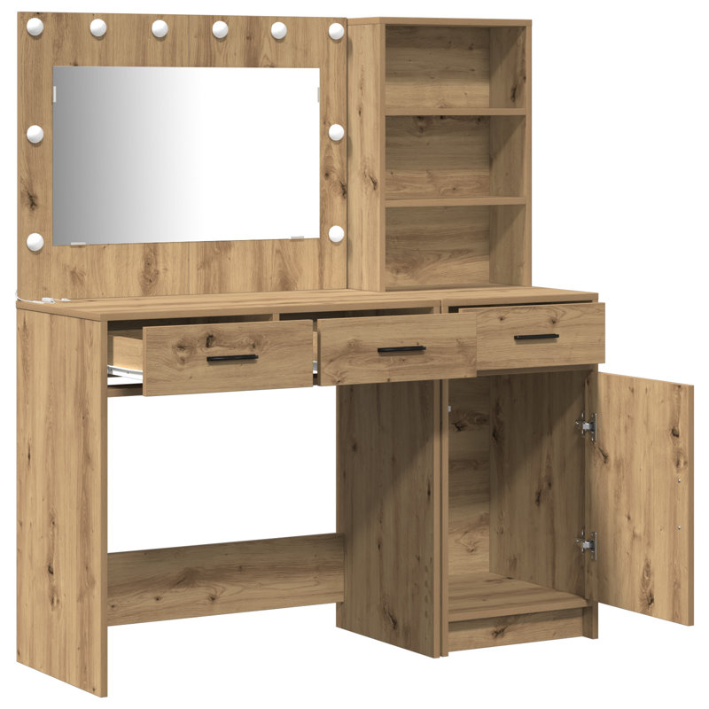 Set Of 2 Engineered Wood Dressing Table, Artisan Oak