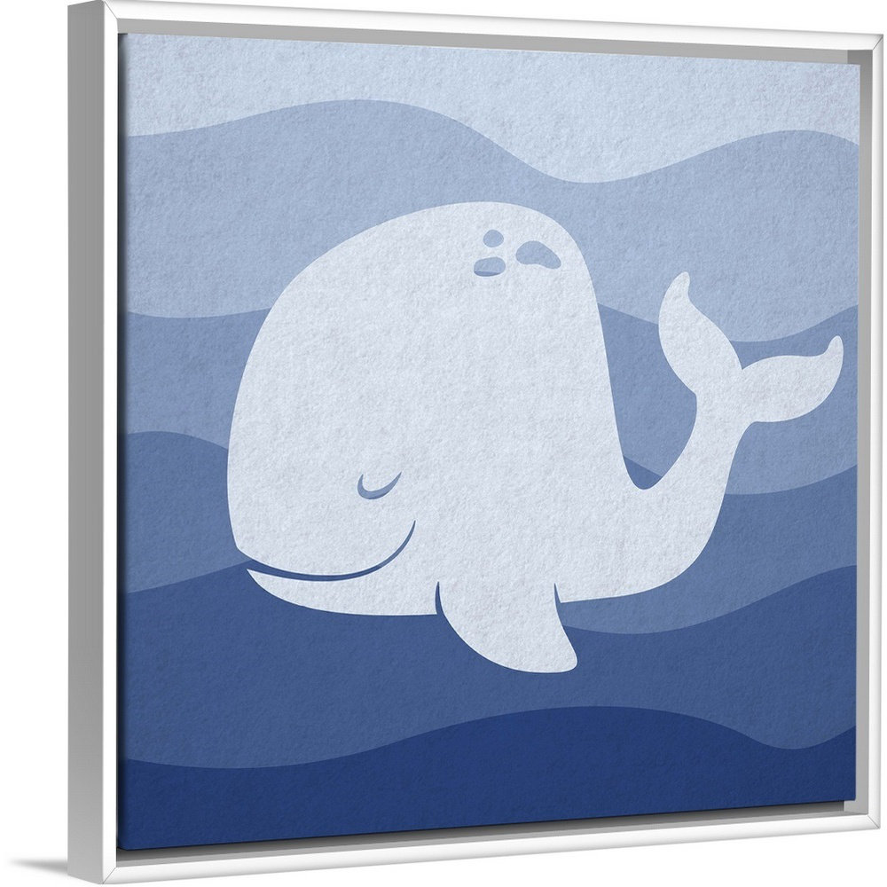 'Whale Underwater Nursery' Circle Kids Graphic Art Print Great Big Canvas 
