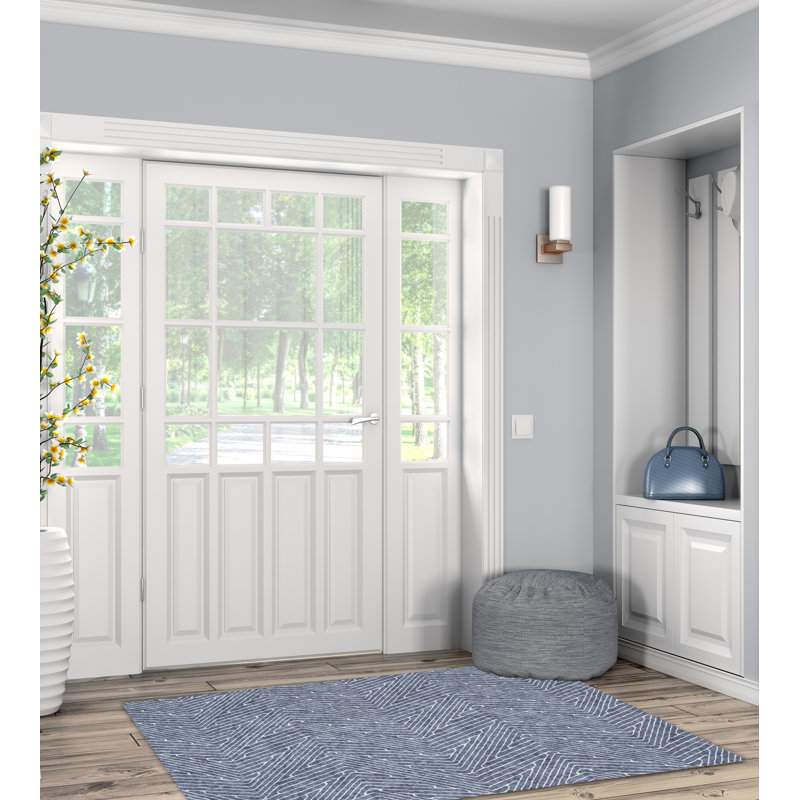 Delacroy Machine Washable Gray and Ivory Area Rug, Rectangle 3' x 5'