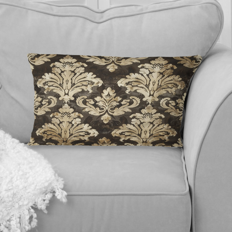 Coussin brun brun beige damassé Glamour II - transitionnel