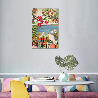 «Birds in the Garden II» par Karen Fields - reproduction de peinture encadrée