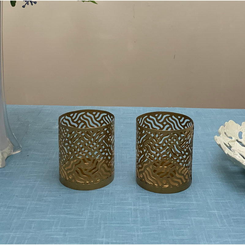 3.9'' H Metal Tabletop Tealight Holder, Gold