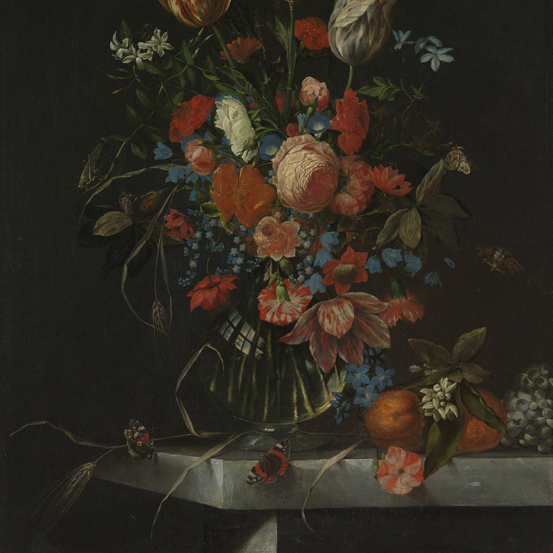 Still Life With Flowers In Glass Vase Print by Ottmar Elliger (I)