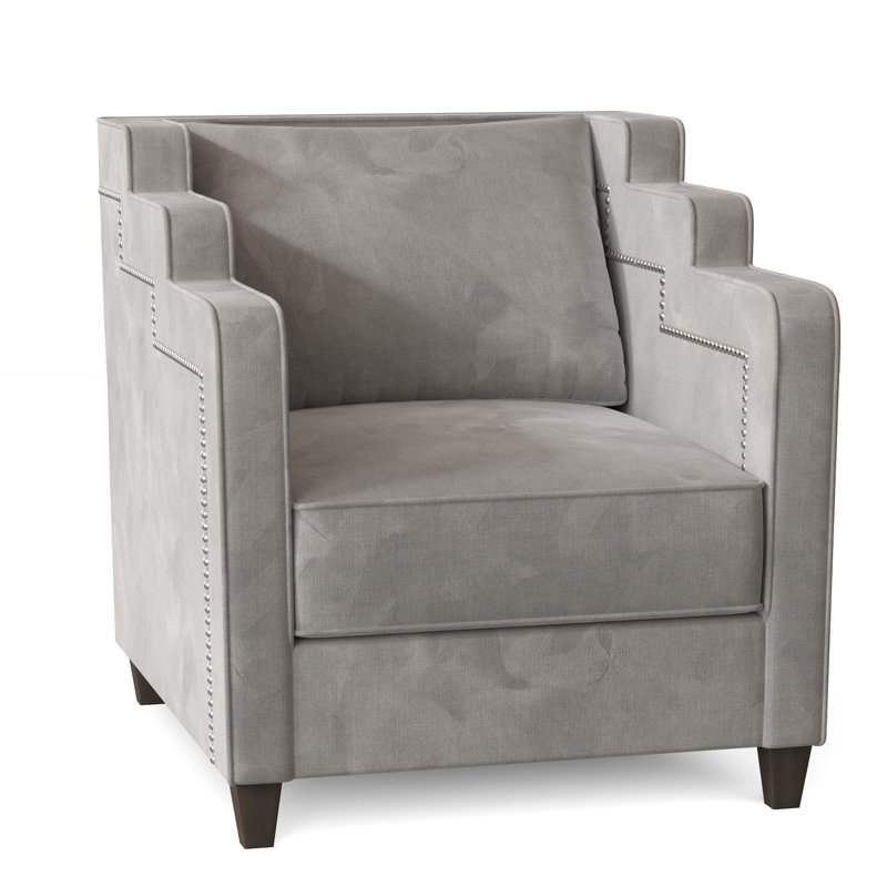 Abbey Armchair, Bella White Performance Velvet, Brown Mahogany