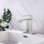 Robinet de meuble-lavabo moderne, levier simple, nickel brossé, acier inoxydable et assemblage de drain élégant-121628019