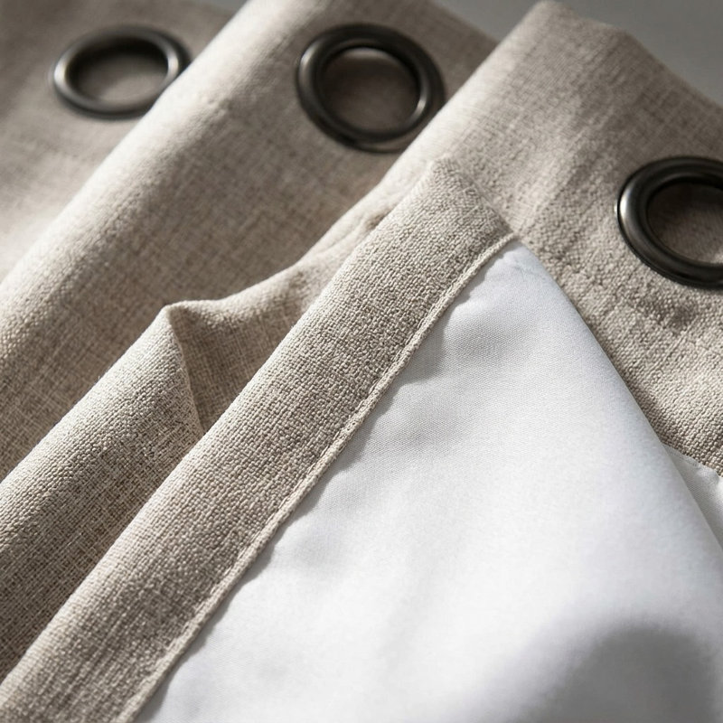 Linen Look 100% Blackout Patio Curtain, Anti-Rust Grommet Extra Wide Sliding Door Panel 100x84, Natural