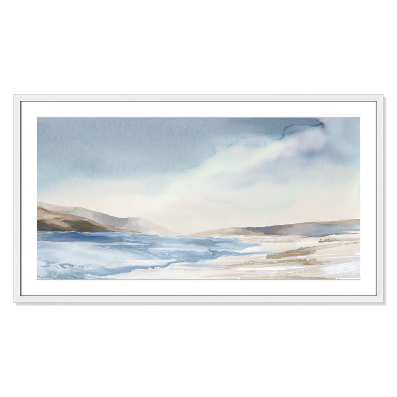 Imprimé Mystic Shores par Mystic Shores, H 23,5 po x l 41,5 po x P 1,25 po, Blanc, Reproduction encadrée avec passe-partout