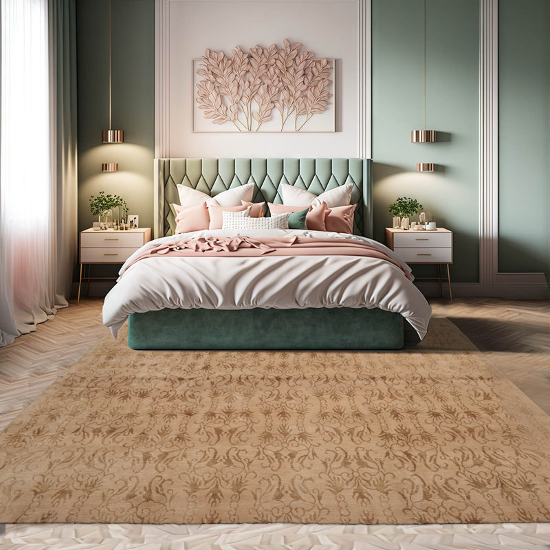 Tapis beige unique de 8 pi x 8 pi 5 po
