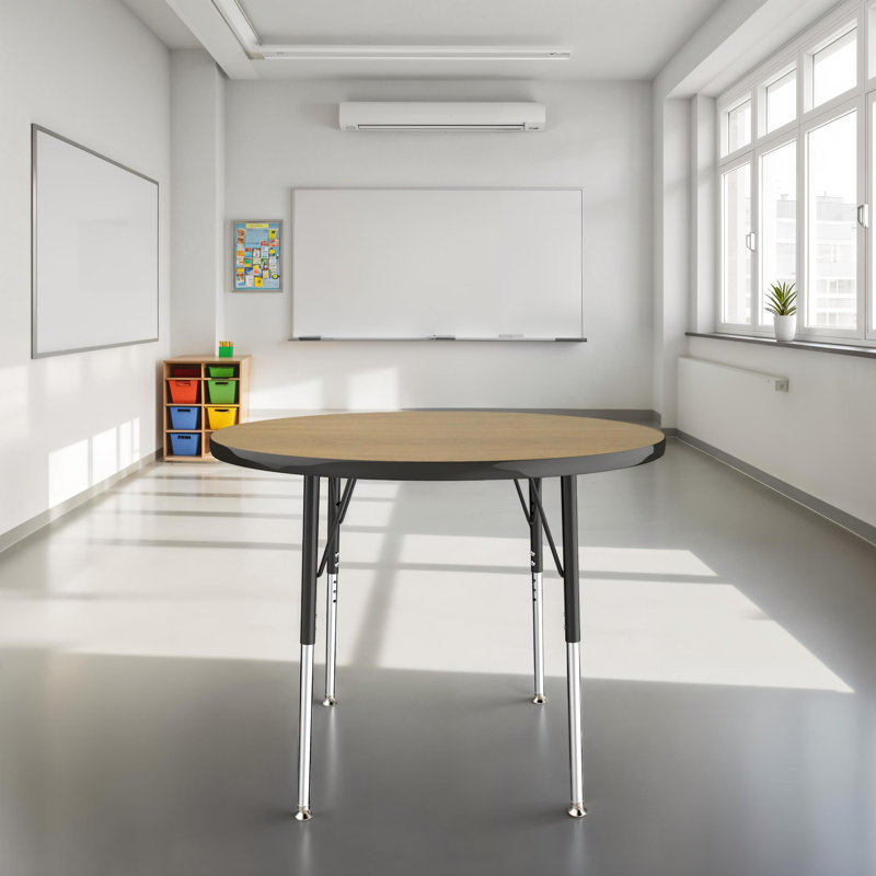 Table ronde à hauteur réglable, 36", Chêne Pasadena / noir, Gris