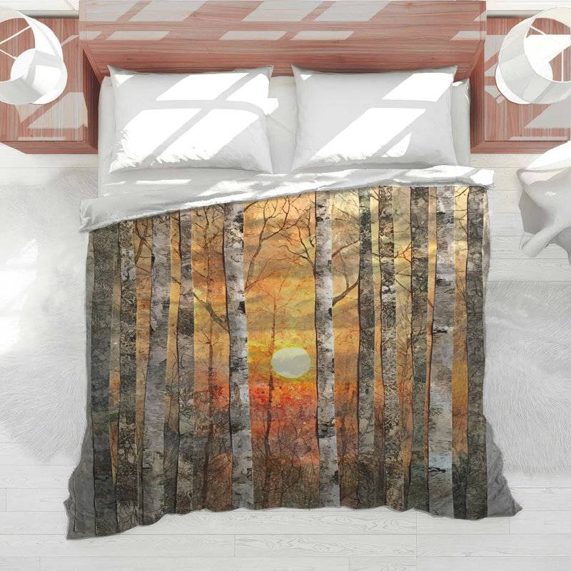 Birch Trees Sunset Comforter, Twin
