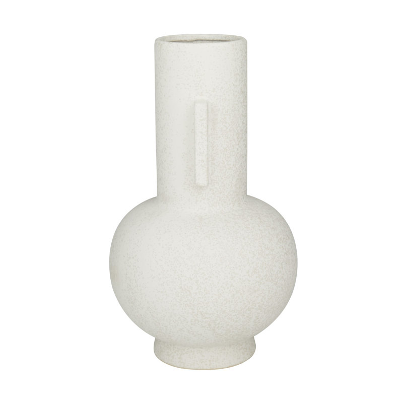 White Geometric Ceramic Table Bud Vase, 15"