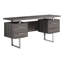 Bureau d'ordinateur 60 "à trois tiroirs taupe et argent