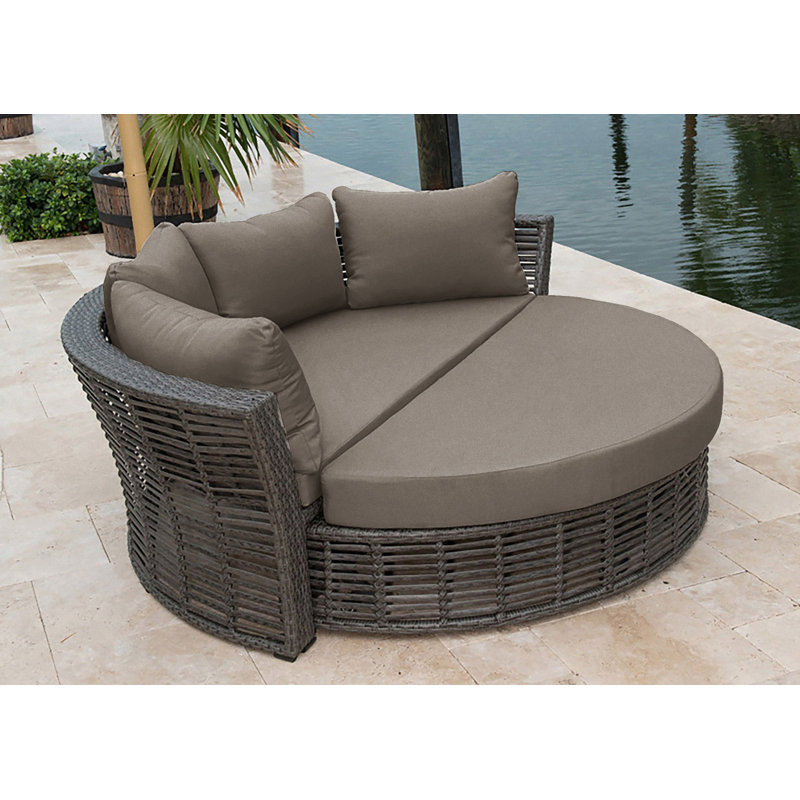 Westerman 73'' Wide Circle Wicker Patio Daybed with Cushions, Spectrum Graphite