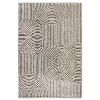 Gallery Geometric Machine Woven Beige Area Rug